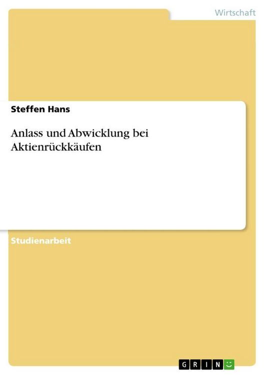 Produktbild: Anlass und Abwicklung bei Aktienr&uuml;ckk&auml;ufen