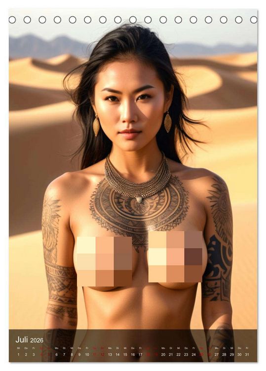 Produktbild: Tattoo Queens Asien (Tischkalender 2026 DIN A5 hoch), CALVENDO Monatskalender