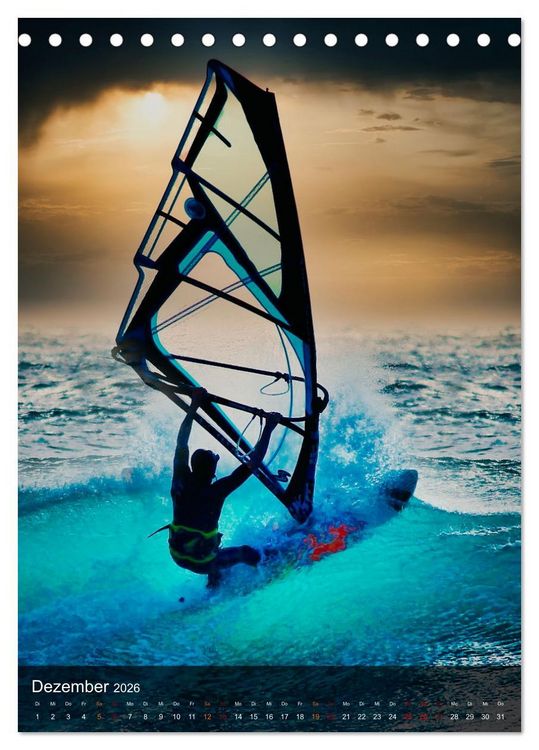 Produktbild: Windsurfing - Wind und Wellen (Tischkalender 2026 DIN A5 hoch), CALVENDO Monatskalender