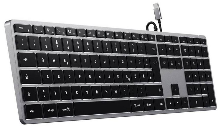 Produktbild: Satechi Slim W3 Kabelgebunden Tastatur Deutsch, QWERTZ Anthrazit Multimediatasten, mit numerischer Tastatur, Beleuchtet