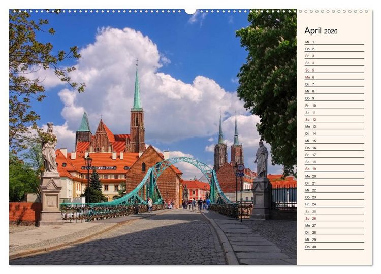 Produktbild: Breslau - Schlesiens Herz an der Oder (hochwertiger Premium Wandkalender 2026 DIN A2 quer), Kunstdruck in Hochglanz