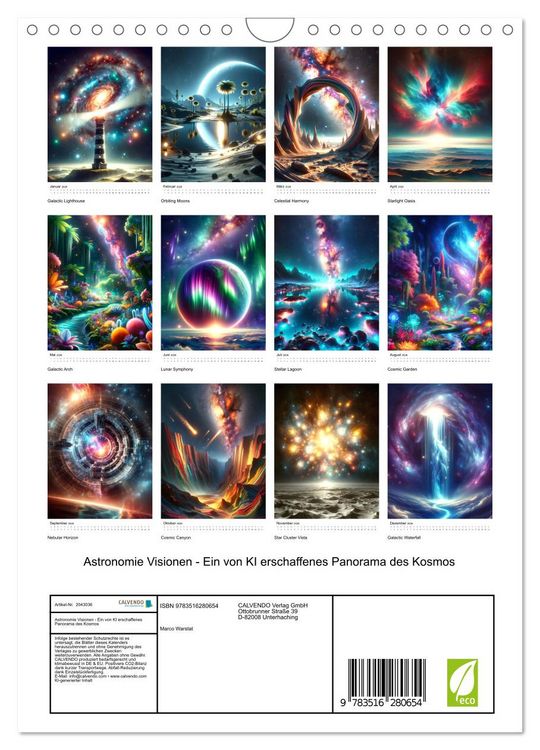 Produktbild: Astronomie Visionen - Ein von KI erschaffenes Panorama des Kosmos (Wandkalender 2026 DIN A4 hoch), CALVENDO Monatskalender