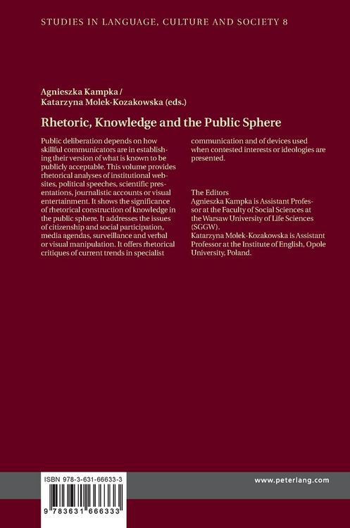 Produktbild: Rhetoric, Knowledge and the Public Sphere