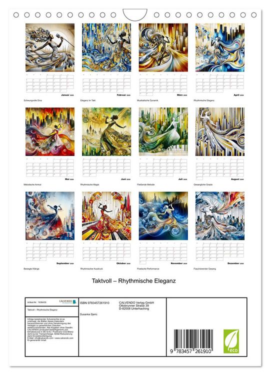 Produktbild: Taktvoll &ndash; Rhythmische Eleganz (Wandkalender 2026 DIN A4 hoch), CALVENDO Monatskalender