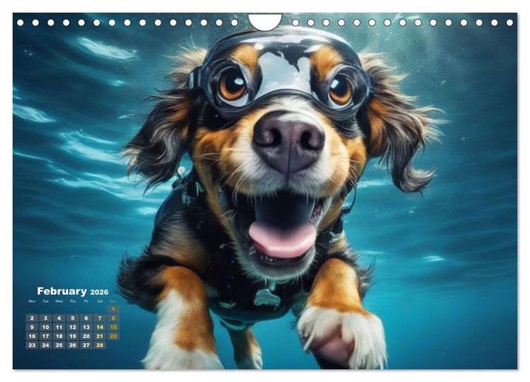 Produktbild: Dogs: intrepid swimmers (Wall Calendar 2026 DIN A4 landscape), CALVENDO 12 Month Wall Calendar