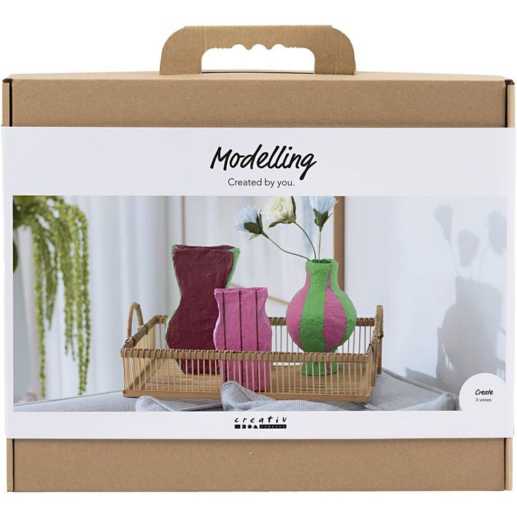 Produktbild: Creativ Company Maxi Kreativ Set Modellieren, Vasen aus Pappmachee-Pulp, sortierte Farben