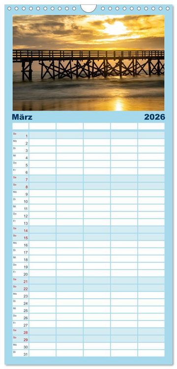 Produktbild: Familienplaner 2026 - Sankt Peter-Ording: Die raue Sch&ouml;nheit an der Nordsee mit 5 Spalten (Wandkalender, 21 x 45 cm) CALVENDO