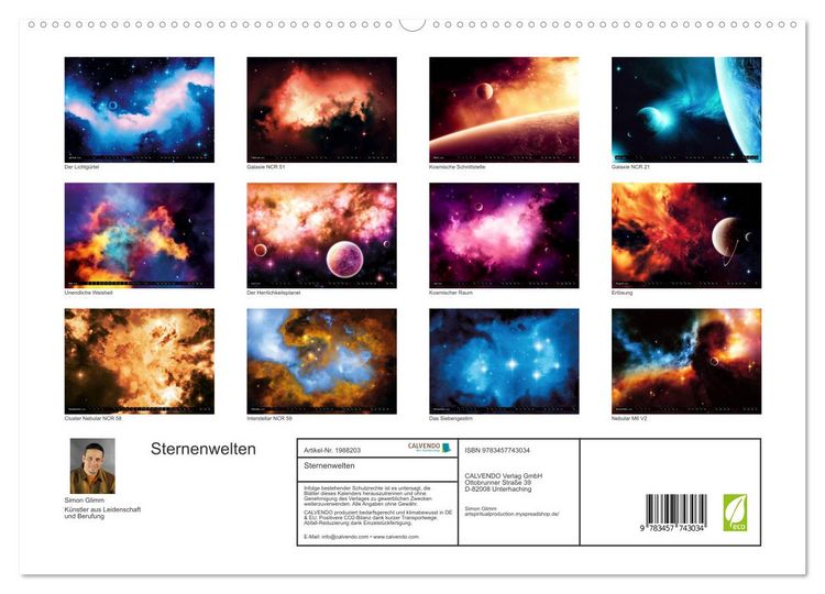 Produktbild: Sternenwelten (hochwertiger Premium Wandkalender 2026 DIN A2 quer), Kunstdruck in Hochglanz