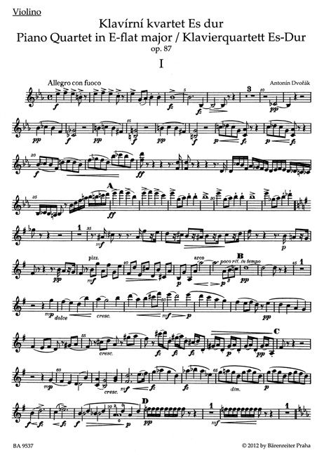 Produktbild: Klavierquartett Es-Dur op. 87 (Klav&iacute;rn&iacute; kvartet Es dur op. 87)