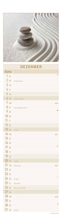 Produktbild: Streifenplaner Mini Zen 2026 - Streifen-Kalender 9,5x33 cm - Harmonie und Achtsamkeit - Wandplaner - Küchenkalender - Alpha Edition