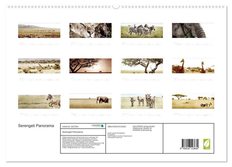Produktbild: Serengeti Panorama (hochwertiger Premium Wandkalender 2026 DIN A2 quer), Kunstdruck in Hochglanz