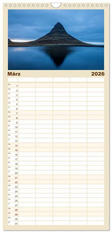Produktbild: Familienplaner 2026 - Island - Land aus Feuer und Eis mit 5 Spalten (Wandkalender, 21 x 45 cm) CALVENDO
