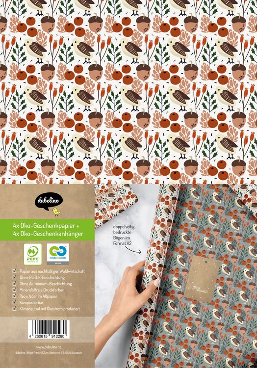 Produktbild: Geschenkpapier Set Weihnachten f&uuml;r Erwachsene: V&ouml;gel (retro, skandinavischer Stil, edel, grau, wei&szlig;)