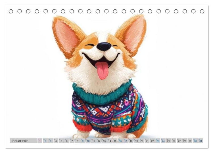 Produktbild: Corgi-Charme (Tischkalender 2027 DIN A5 quer), CALVENDO Monatskalender