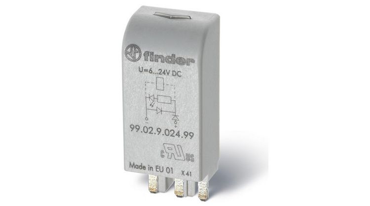 Produktbild: Finder Steckmodul mit LED, mit Varistor 99.02.0.230.98 Leuchtfarben: Gr&uuml;n Passend f&uuml;r Modell (Relais): 90.02, 90.03, Finder 92