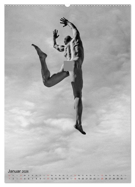 Produktbild: JUMP! ATHLETISCHE M&Auml;NNERAKTE (hochwertiger Premium Wandkalender 2026 DIN A2 hoch), Kunstdruck in Hochglanz