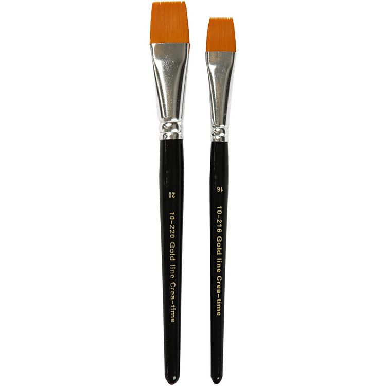 Produktbild: Creativ Company Gold Line Pinsel, Nr. 16+20, L 19-20 cm, B 17-24 mm, Flach, 2 Stk