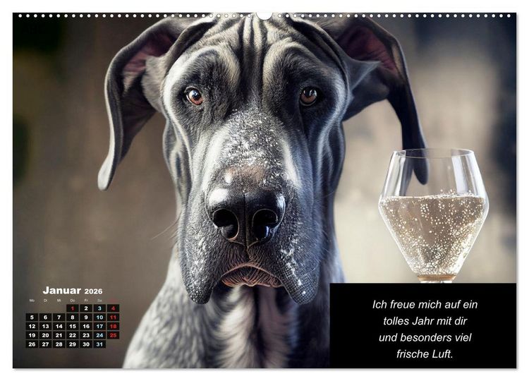 Produktbild: Der humoristische Dogge Kalender (Wandkalender 2026 DIN A2 quer), CALVENDO Monatskalender