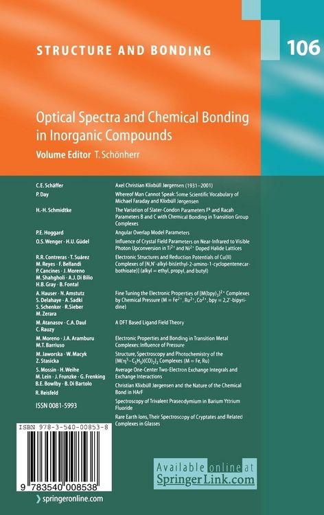 Produktbild: Optical Spectra and Chemical Bonding in Inorganic Compounds