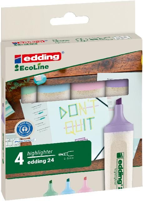 Produktbild: edding Textmarker 24 EcoLine 4er Set pastellfarben