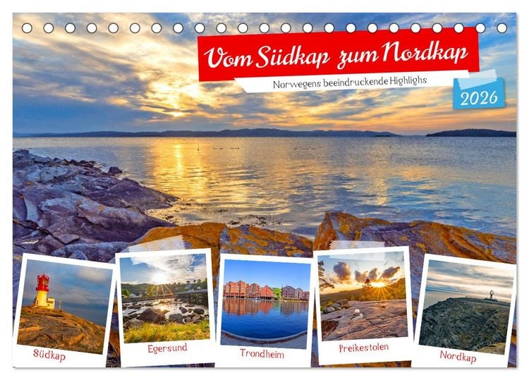 Produktbild: Vom S&uuml;dkap zum Nordkap (Tischkalender 2026 DIN A5 quer), CALVENDO Monatskalender