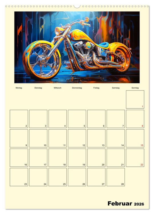 Produktbild: Custom Motorcycle Paintings (Wandkalender 2026 DIN A2 hoch), CALVENDO Monatskalender