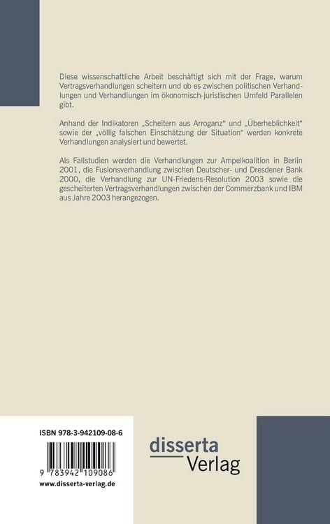Produktbild: Warum scheitern Vertragsverhandlungen? Ein politischer und &ouml;konomisch-juristischer Vergleich
