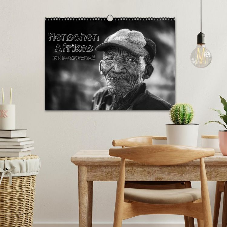 Produktbild: Menschen Afrikas schwarzwei&szlig; (Wandkalender 2026 DIN A3 quer), CALVENDO Monatskalender