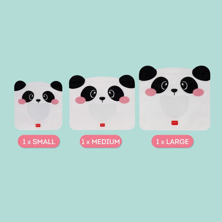 Produktbild: Legami 3er Set wiederverwendbare Snack Taschen - Panda