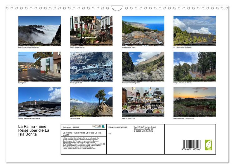 Produktbild: La Palma - Eine Reise &uuml;ber die La Isla Bonita (Wandkalender 2026 DIN A3 quer), CALVENDO Monatskalender