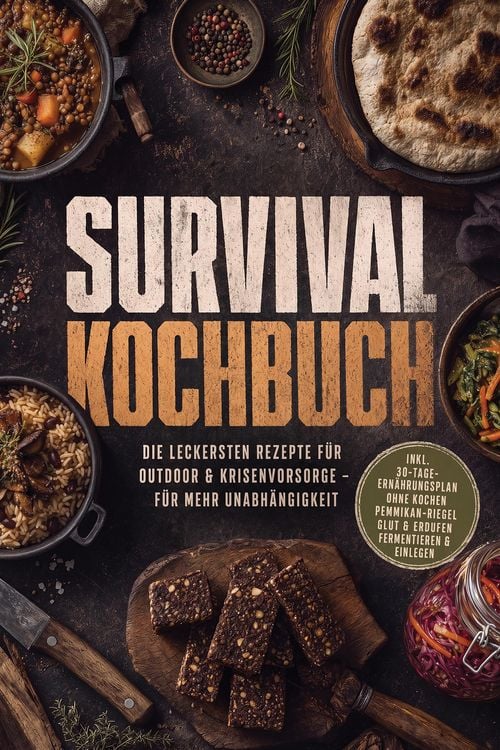 Produktbild: Survival Kochbuch: Die leckersten Rezepte f&uuml;r Outdoor & Krisenvorsorge - f&uuml;r mehr Unabh&auml;ngigkeit - inkl. 30-Tage-Ern&auml;hrungsplan, Ohne Kochen, Pemmikan