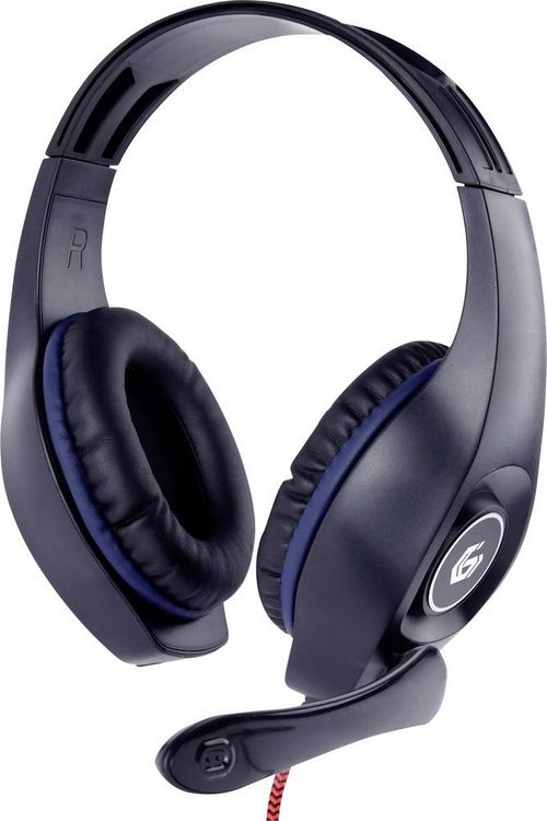 Produktbild: Gembird GHS-05-B On Ear Headset kabelgebunden Stereo Schwarz, Blau Lautst&auml;rkeregelung Gaming
