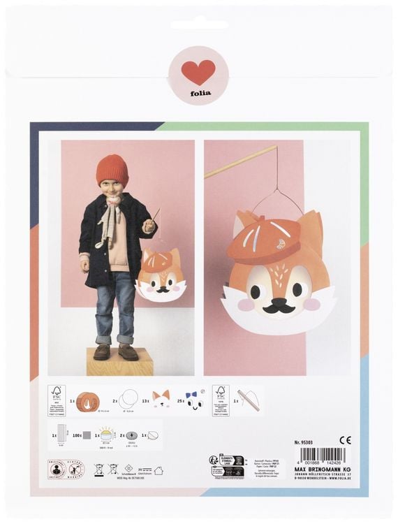 Produktbild: FOLIA Bastelartikel DIY Laterne Fuchs (FOX) inkl. 1 LED-Licht und Batterien