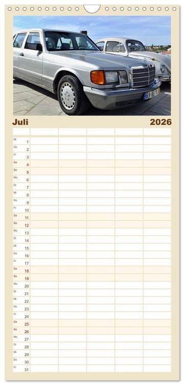 Produktbild: Familienplaner 2026 - Autos, die wir liebten mit 5 Spalten (Wandkalender, 21 x 45 cm) CALVENDO