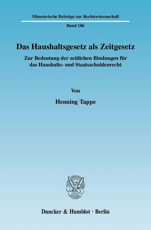 Produktbild: Das Haushaltsgesetz als Zeitgesetz.