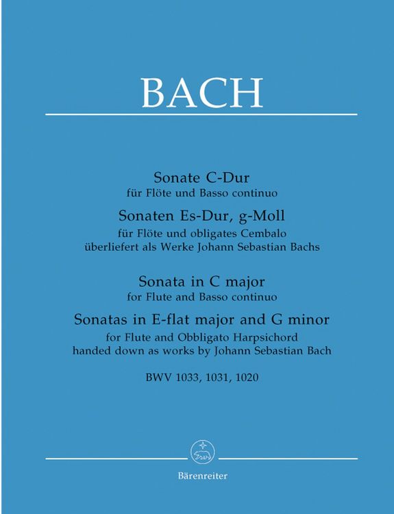 Produktbild: Drei Sonaten f&uuml;r Fl&ouml;te und Klavier BWV 1020, 1031, 1033 (Bach zugeschrieben)