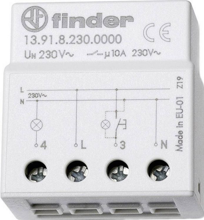 Produktbild: Stromsto&szlig;-Schalter Auf-/Unterputz Finder 13.91.8.230.0000 1 Schlie&szlig;er 230 V/AC 10 A 2300 VA 1 St.