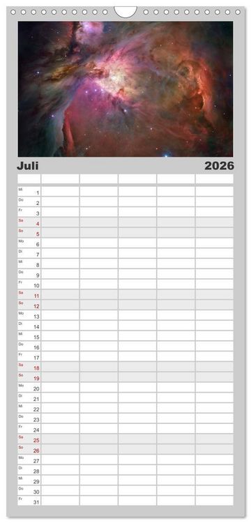 Produktbild: Familienplaner 2026 - Hubble - 35 Jahre atemberaubende Aufnahmen mit 5 Spalten (Wandkalender, 21 x 45 cm) CALVENDO