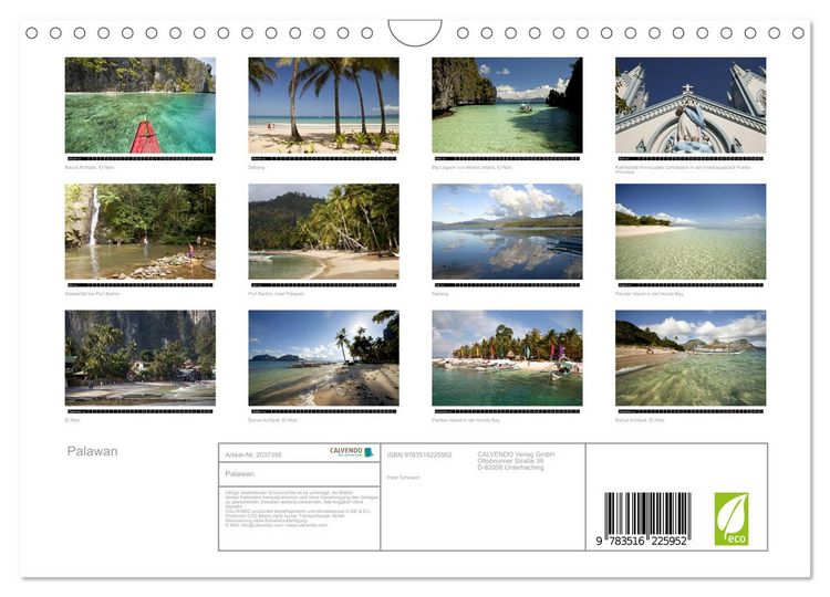 Produktbild: Palawan (Wandkalender 2026 DIN A4 quer), CALVENDO Monatskalender