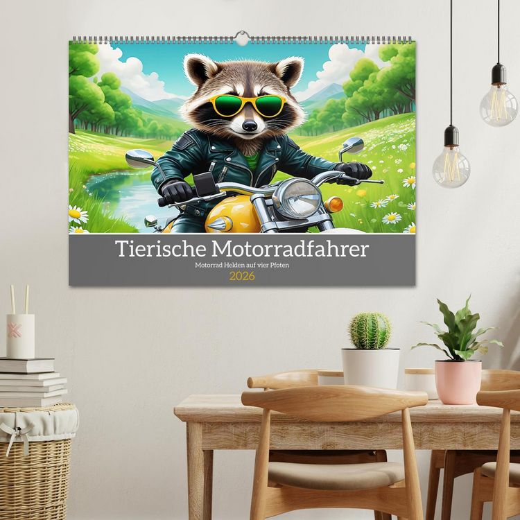 Produktbild: Tierische Motorradfahrer (Wandkalender 2026 DIN A2 quer), CALVENDO Monatskalender