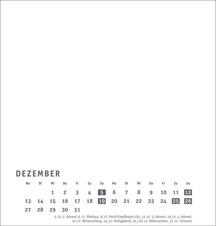 Produktbild: Premium-Bastelkalender wei&szlig; mittel 2027