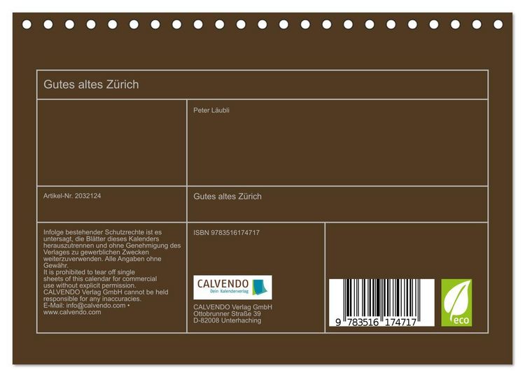 Produktbild: Gutes altes Z&uuml;rich (Tischkalender 2026 DIN A5 quer), CALVENDO Monatskalender