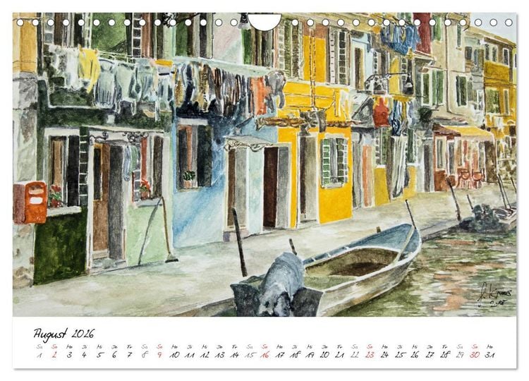 Produktbild: Venedig in stillen Aquarellen (Wandkalender 2026 DIN A4 quer), CALVENDO Monatskalender