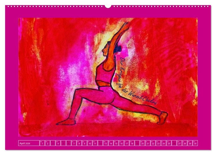 Produktbild: Farbige Yoga Kraftwelt - Yoga Asanas f&uuml;r die Chakren (Wandkalender 2026 DIN A2 quer), CALVENDO Monatskalender