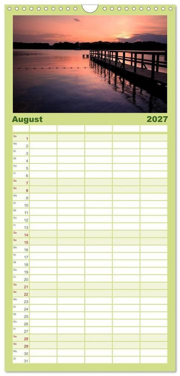 Produktbild: Familienplaner 2027 - Mecklenburgische Seenplatte - zum Tr&auml;umen sch&ouml;n mit 5 Spalten (Wandkalender, 21 x 45 cm) CALVENDO