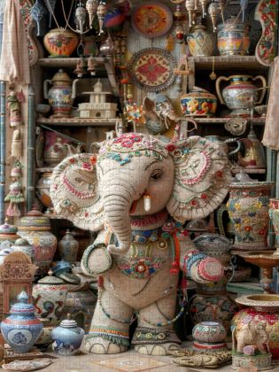 Produktbild: CALVENDO Puzzle Elefant im Porzellanladen | 1000 Teile Lege-Gr&ouml;&szlig;e 64x48cm Foto-Puzzle f&uuml;r gl&uuml;ckliche Stunden
