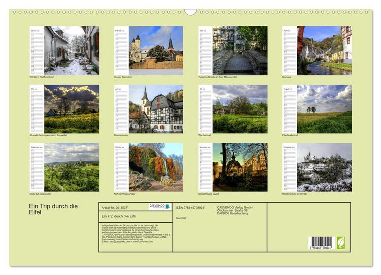 Produktbild: Ein Trip durch die Eifel (Wandkalender 2026 DIN A2 quer), CALVENDO Monatskalender