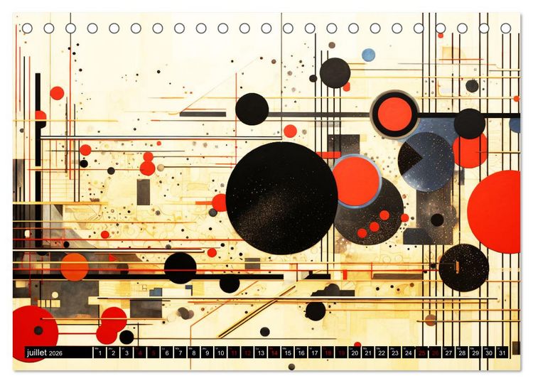 Produktbild: Vent sur l'art abstrait (Calendrier de bureau 2026 DIN A5 vertical), CALVENDO calendrier mensuel