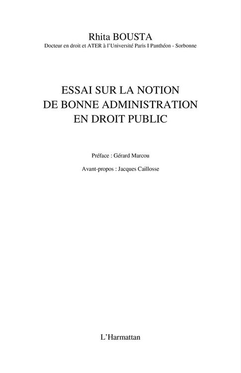 Produktbild: Essai sur la notion de bonne administration en droit public