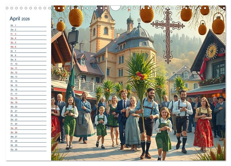 Produktbild: Boarisch durchs Jahr - Feste Br&auml;uche und Lebenslust (Wandkalender 2026 DIN A3 quer), CALVENDO Monatskalender